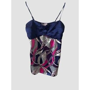 Vintage Y2K Charlotte Russe Cami Women Satin Babydoll Retro Size M Navy Side Zip